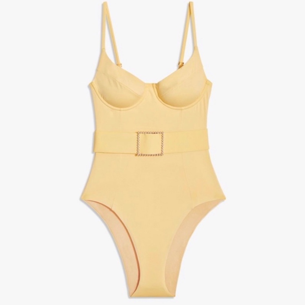 WeWoreWhat Pale Yellow One-Piece Swimsuit with Belt